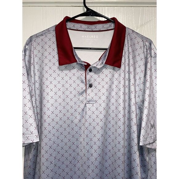 Maelreg Mens Golf Performance‎ Polo Short Sleeve Shirt Size XXL Full Print - Picture 2 of 5